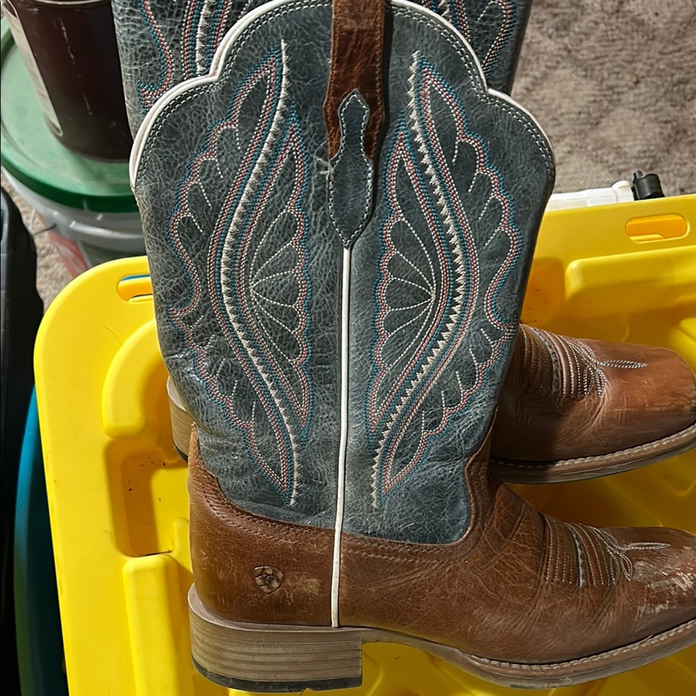 Ariat Brown and Blue Western Boots